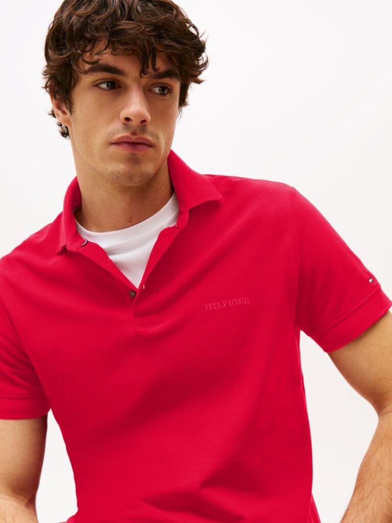 Red Regular Fit Hilfiger Monotype Polo Shirt  Men