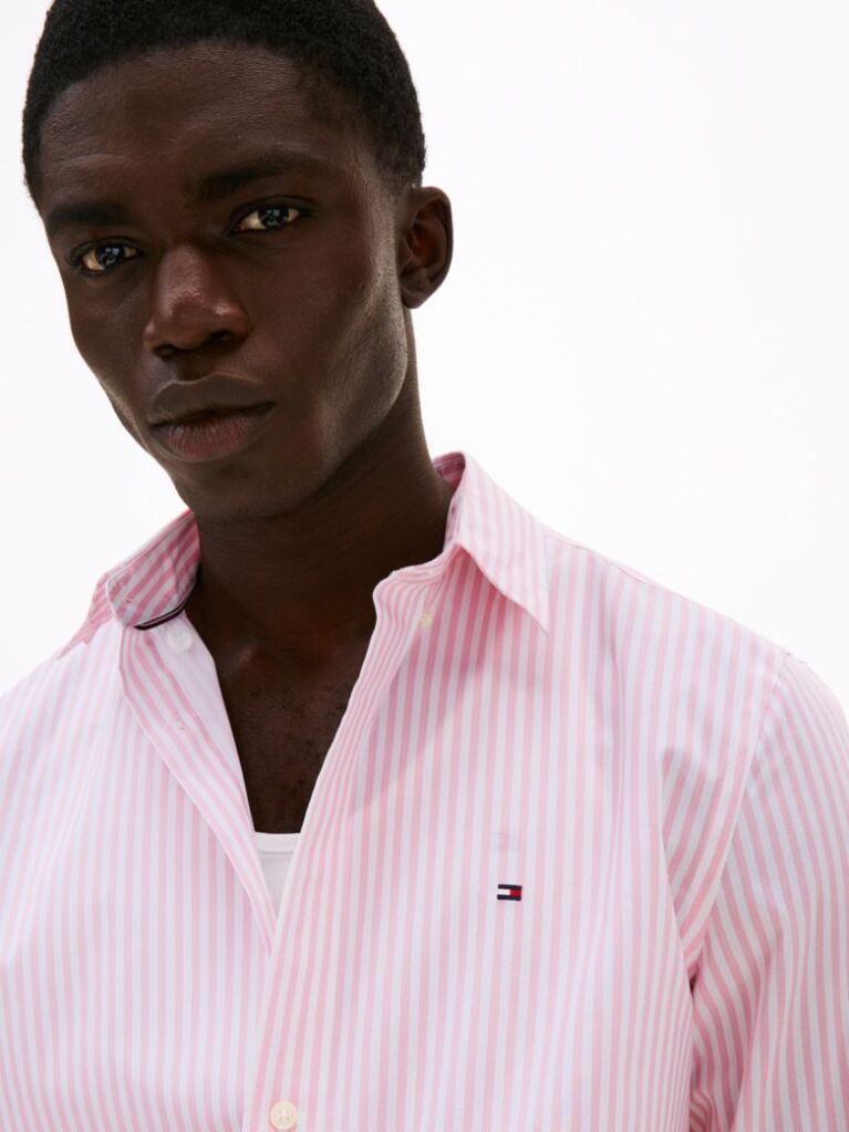 White Regular Fit Stripe Shirt  Men