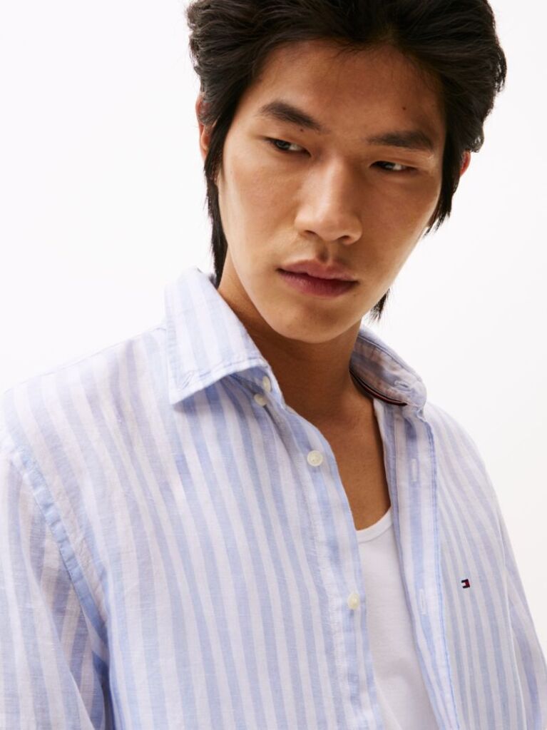 Multi Regular Fit Stripe Linen Shirt  Men