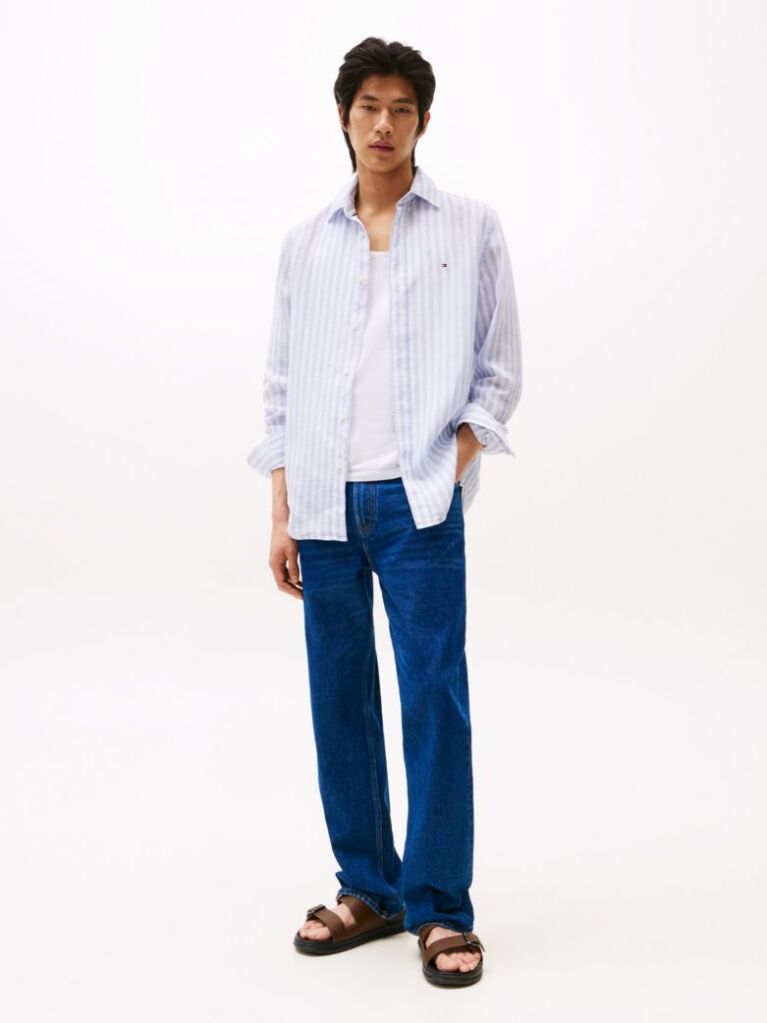 Multi Regular Fit Stripe Linen Shirt  Men