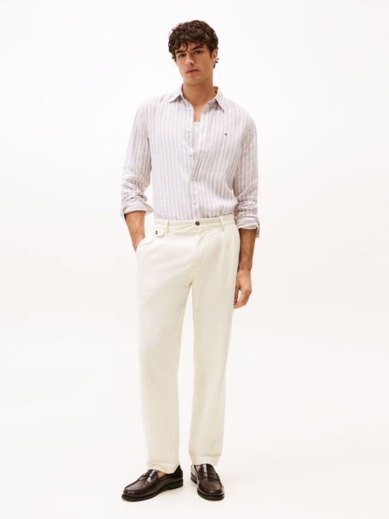 Multi Regular Fit Stripe Linen Shirt  Men