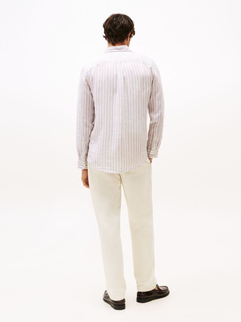 Multi Regular Fit Stripe Linen Shirt  Men