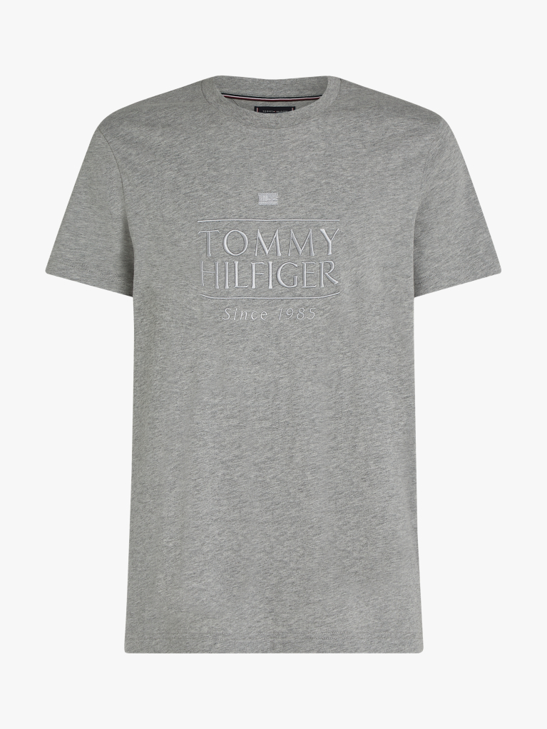 Grey Logo Embroidery T-Shirt  Men