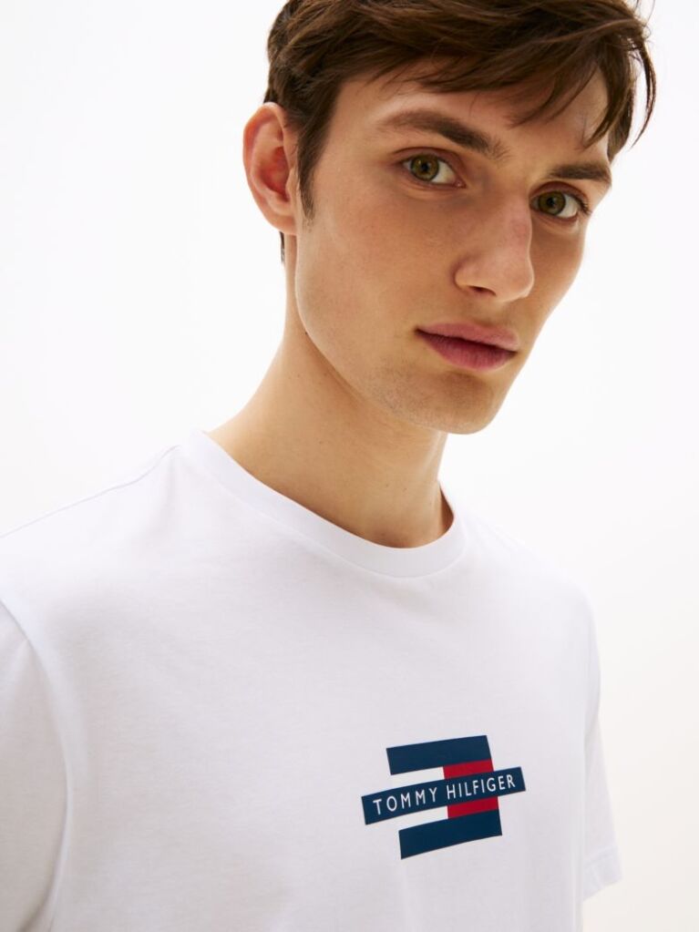 White Flag Logo Print T-Shirt  Men
