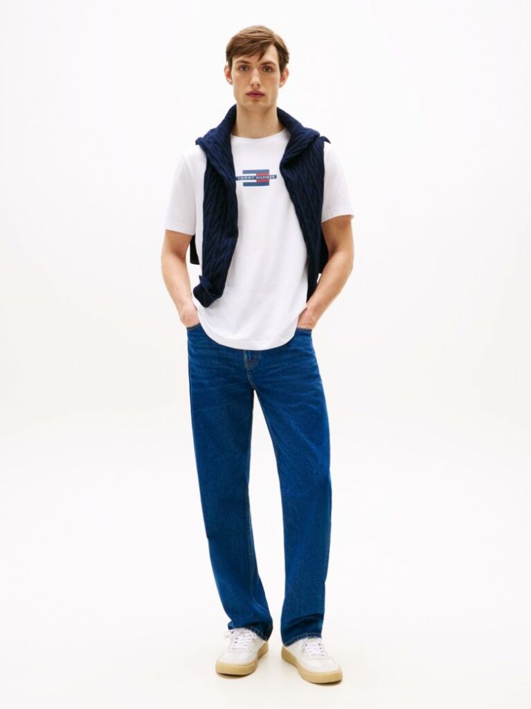 White Flag Logo Print T-Shirt  Men
