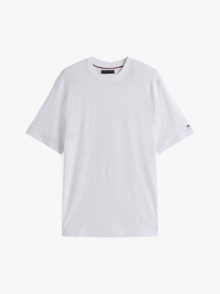 Άσπρο Λινό T-shirt  Άνδρες