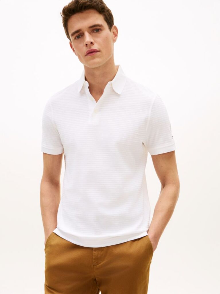 Άσπρο Smart Casual Μπλούζα Πόλο Σε Κανονική Γραμμή  Άνδρες