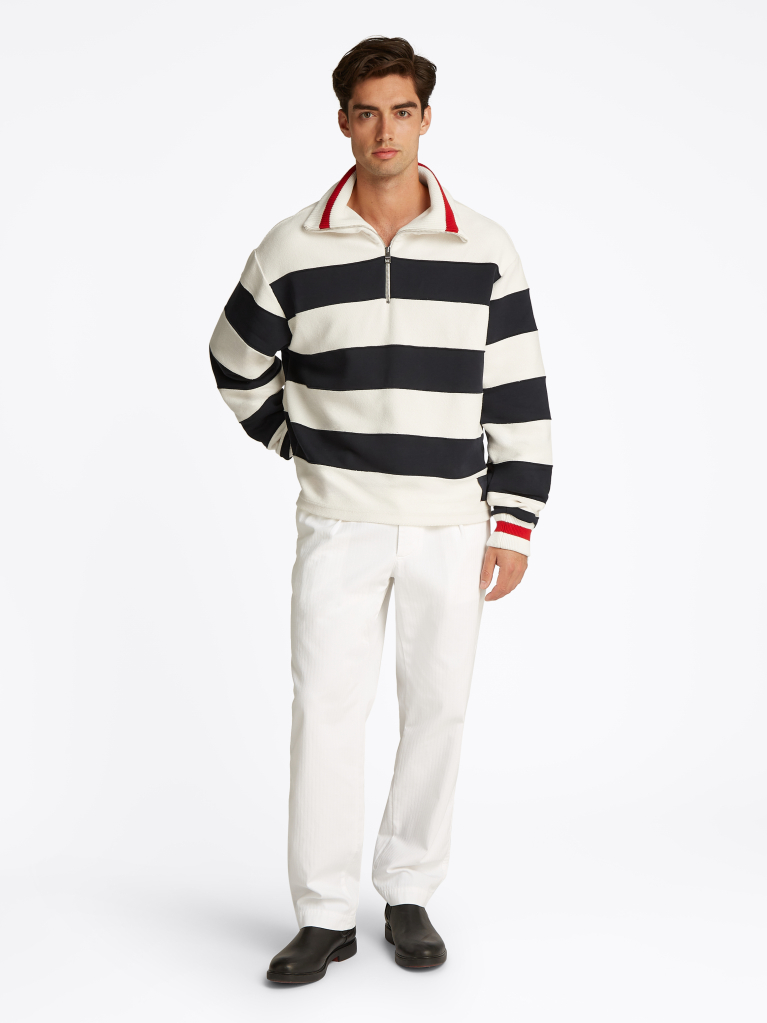 Multi Boxy Breton Stripe Half-Zip Hoody  Men