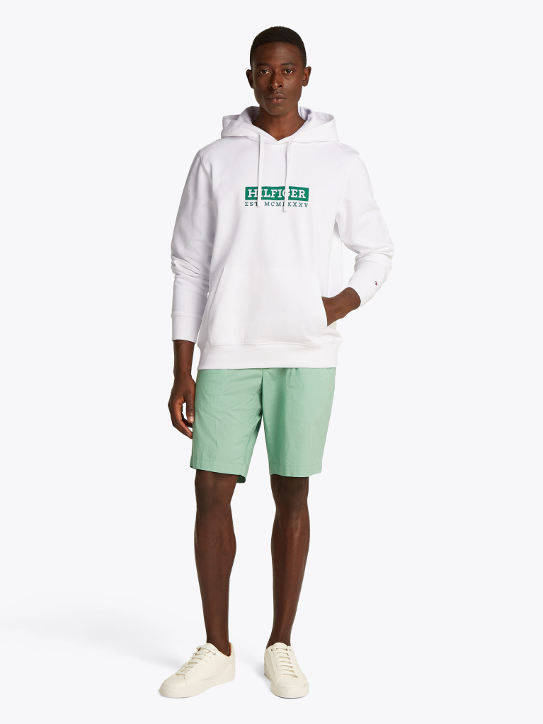 White Logo Graphic Hoodie  Men
