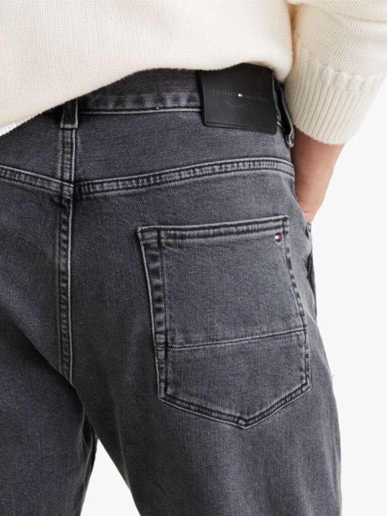 Grey Whiskered Straight Tapered Leg Jeans  Men