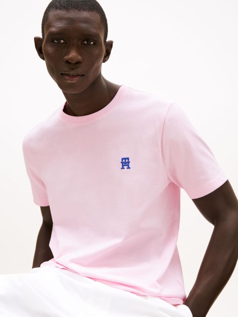 Pink Contrast TH Monogram Embroidery T-Shirt  Men