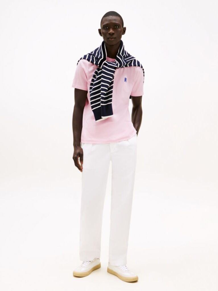 Pink Contrast TH Monogram Embroidery T-Shirt  Men