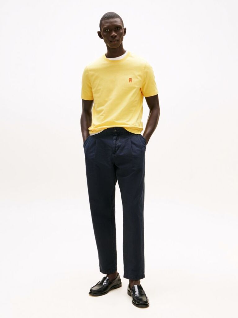 Yellow Contrast TH Monogram Embroidery T-Shirt  Men