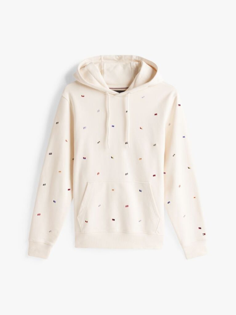 Άσπρο Hoodie Με Σημαίες  Άνδρες
