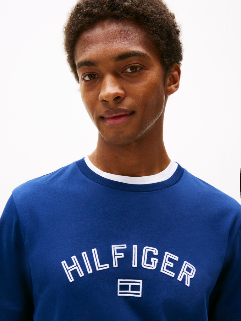 Μπλε Hilfiger T-Shirt Με Flock Λογότυπο  Άνδρες