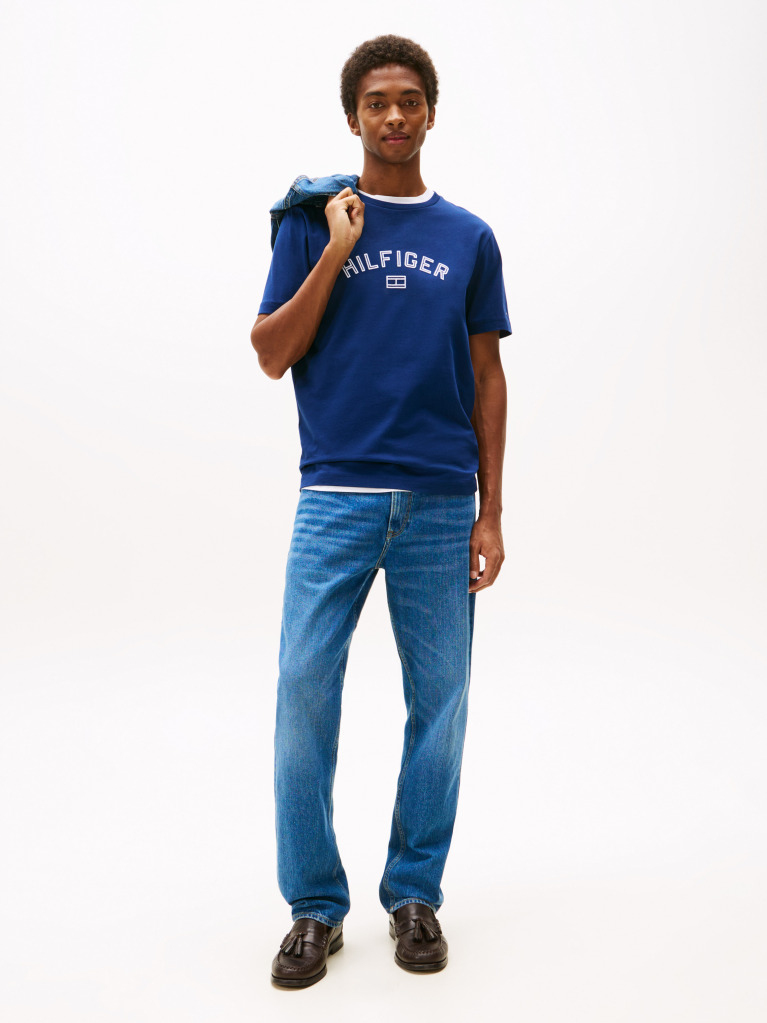 Μπλε Hilfiger T-Shirt Με Flock Λογότυπο  Άνδρες