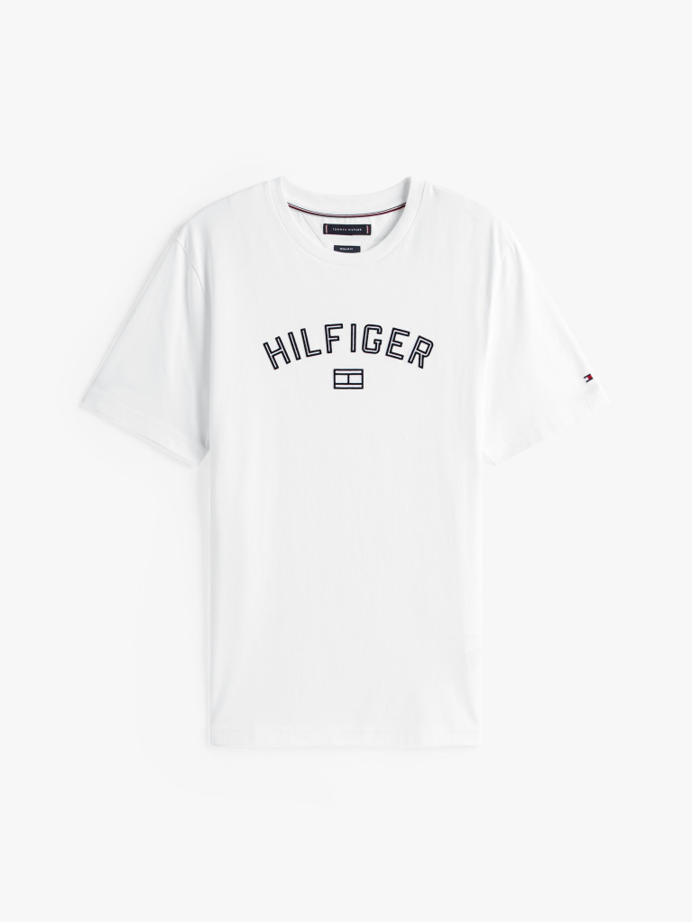 Άσπρο Hilfiger T-Shirt Με Flock Λογότυπο  Άνδρες