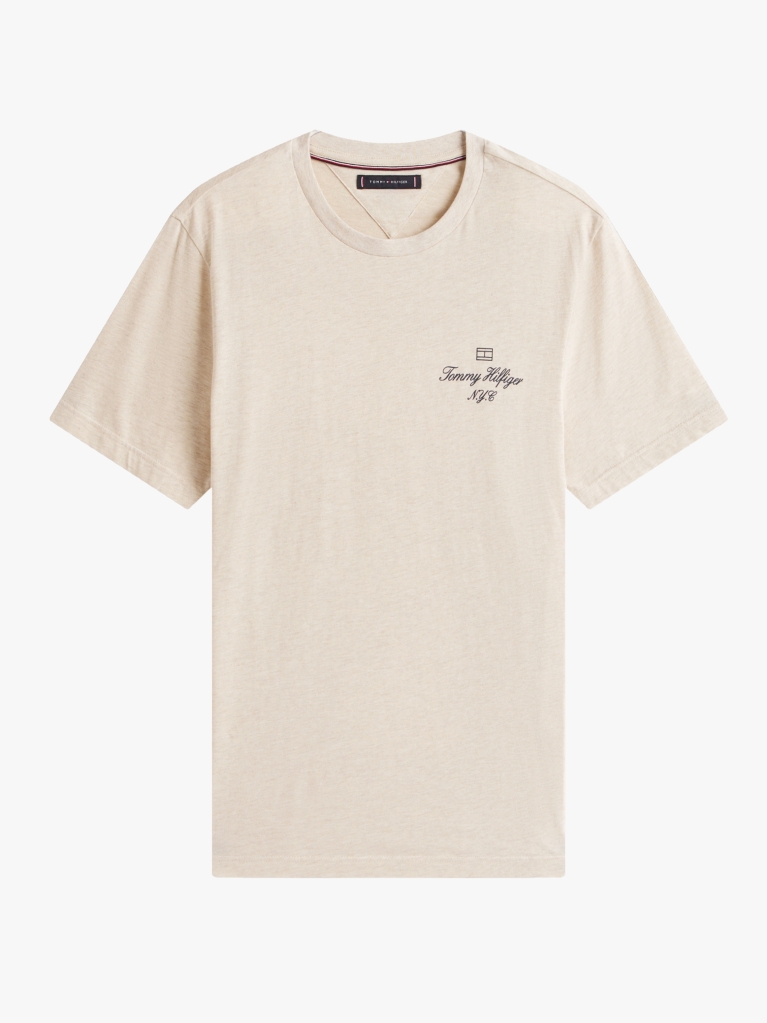 Beige Outline Flag NYC Logo T-Shirt  Men