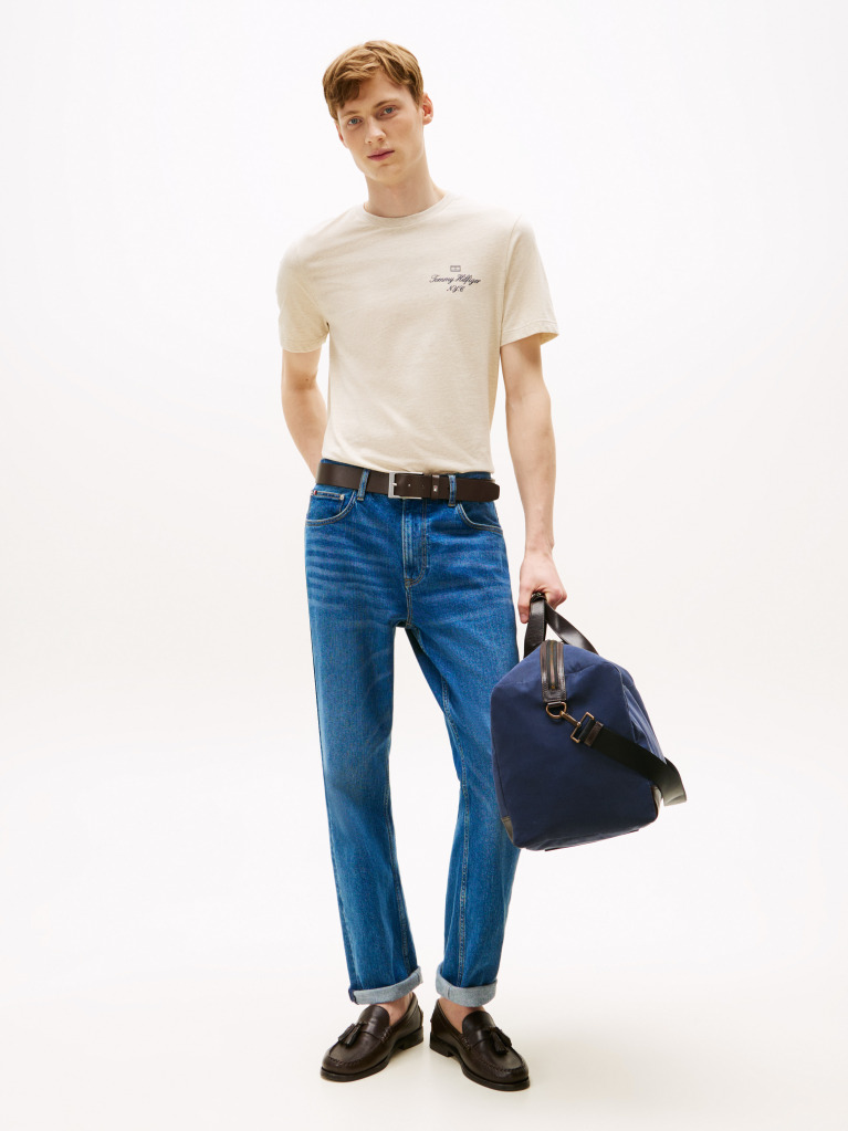 Beige Outline Flag NYC Logo T-Shirt  Men