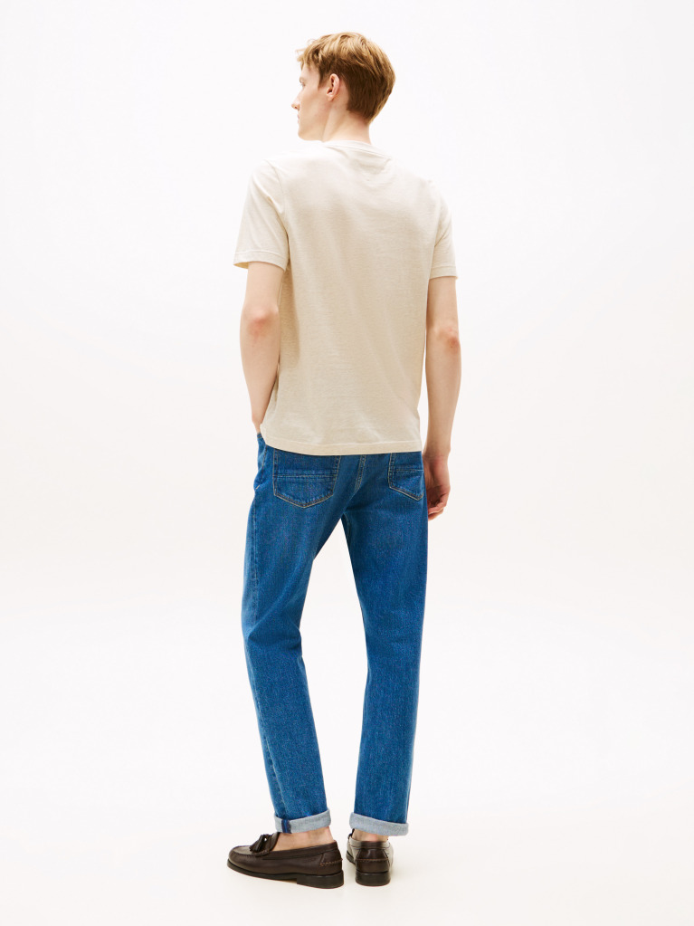 Beige Outline Flag NYC Logo T-Shirt  Men