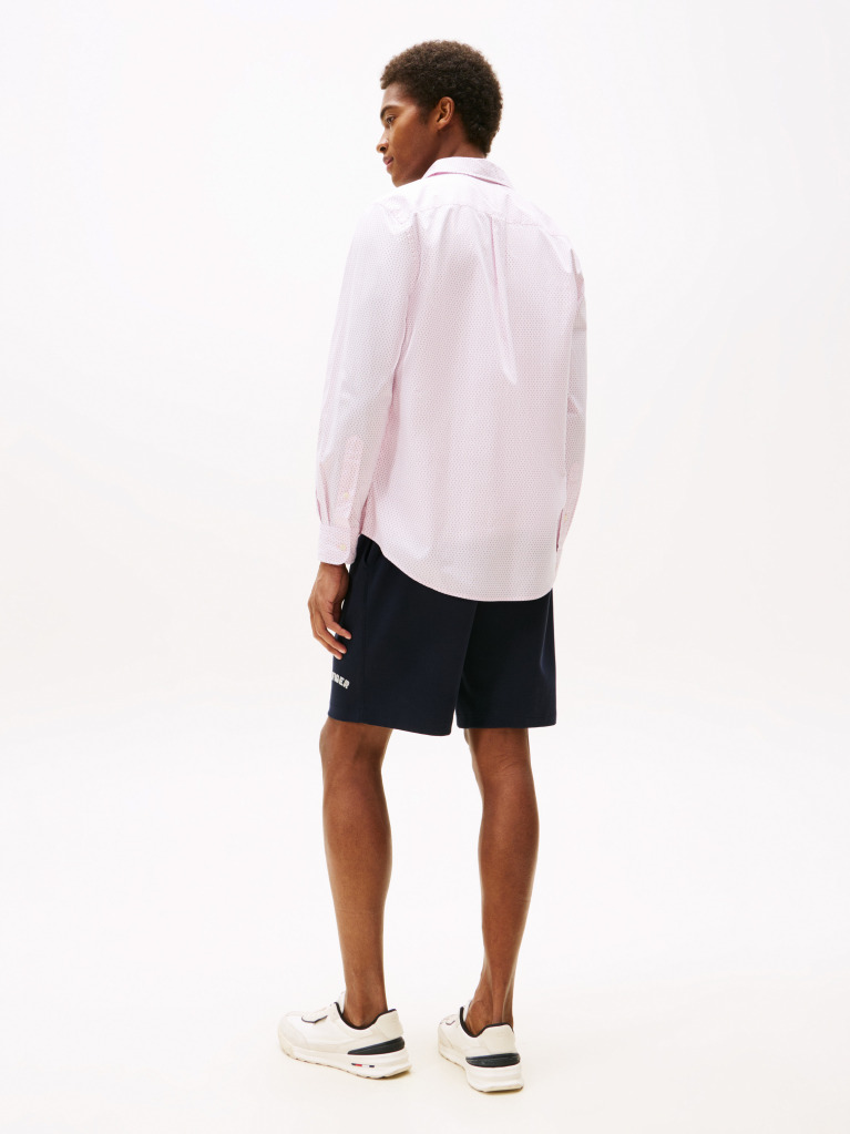 Pink Flex Poplin Mini Print Shirt  Men