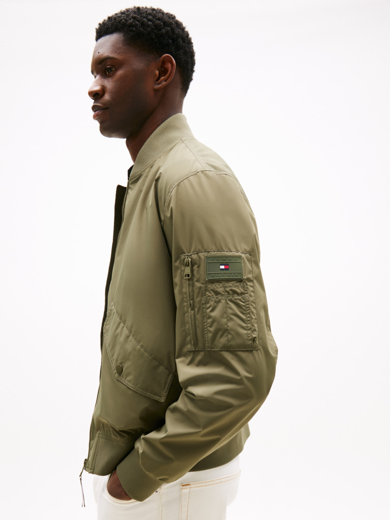 Πράσινο ΑναδιπλούΜενο Αδιάβροχο Bomber Jacket Σε Κανονική Γραμμή  Άνδρες
