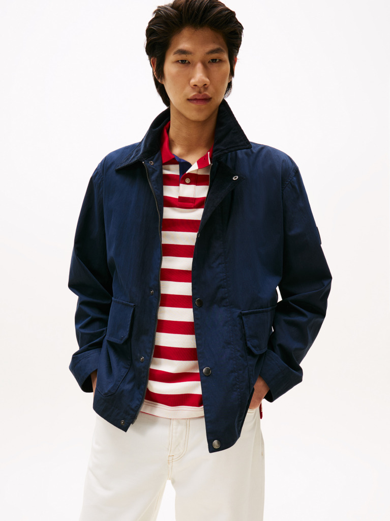 Blue Water Repellent Corduroy Collar Jacket  Men