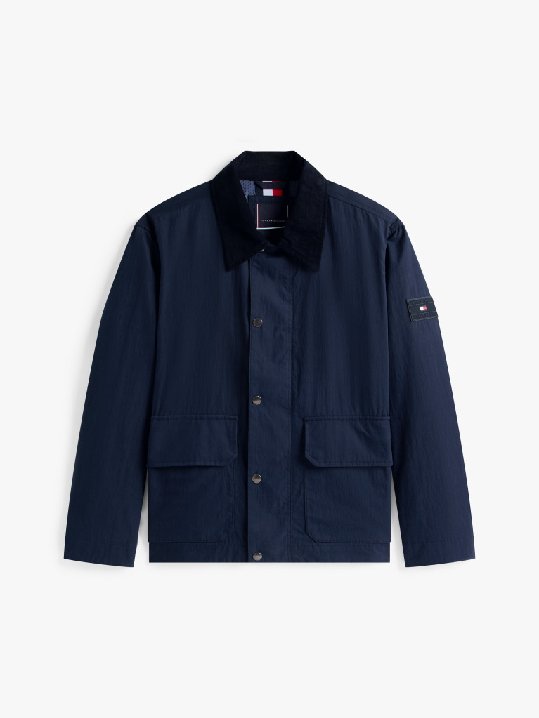 Blue Water Repellent Corduroy Collar Jacket  Men