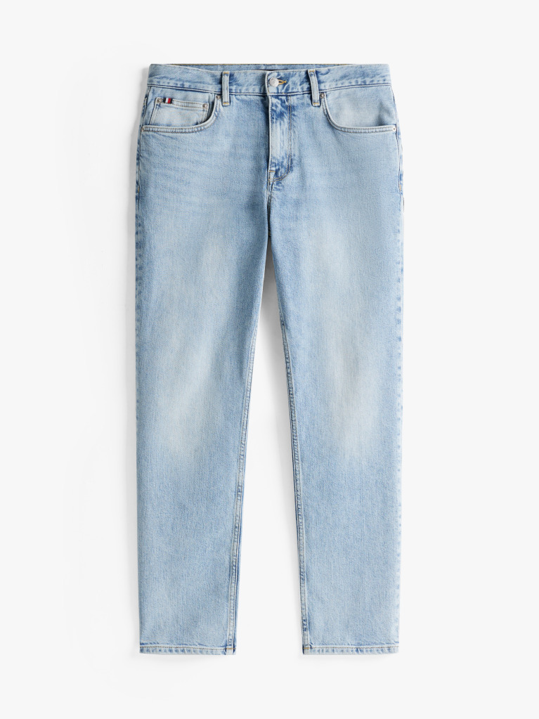 Blue Denton Faded Straight Leg Jeans  Men