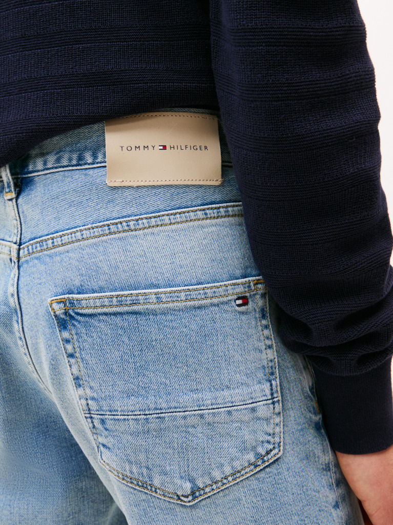 Blue Denton Faded Straight Leg Jeans  Men