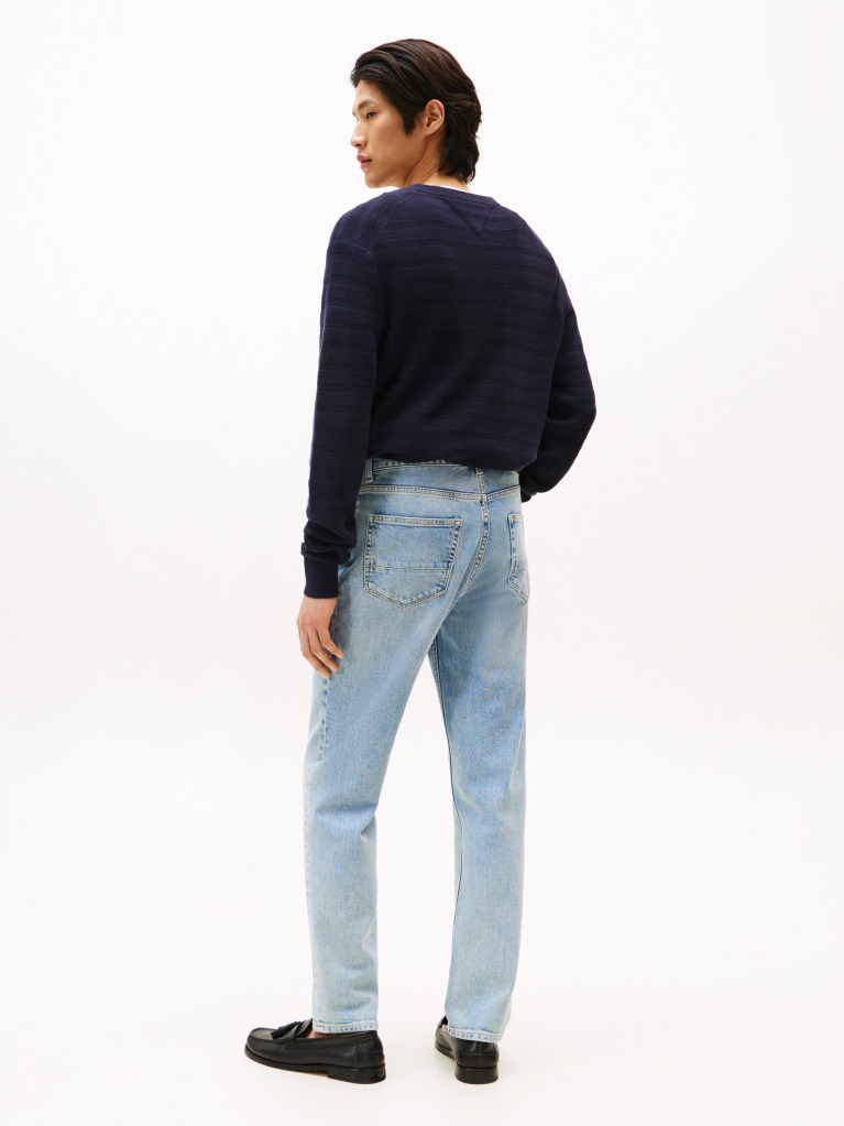 Blue Denton Faded Straight Leg Jeans  Men
