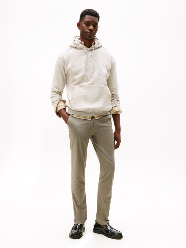 Grey Bleecker Micro Print Slim Fit Chinos  Men