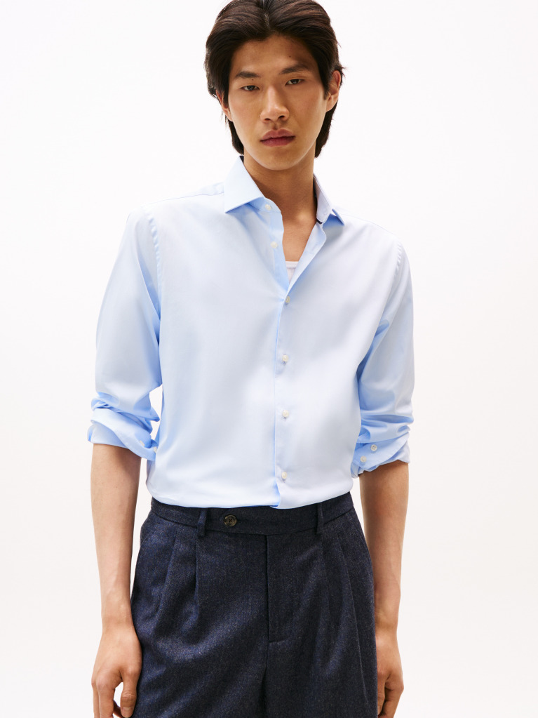 Μπλε Smart Casual TH Flex Πουκάμισο Σε Slim Γραμμή  Άνδρες