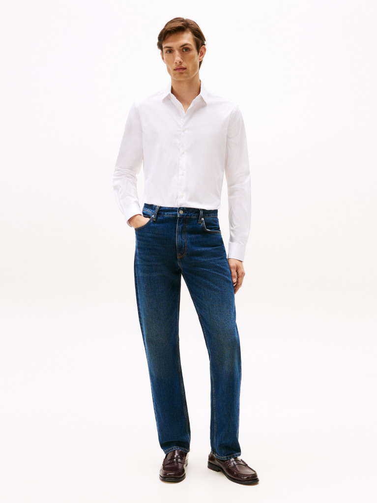 Άσπρο Smart Casual TH Flex Πουκάμισο Σε Slim Γραμμή  Άνδρες