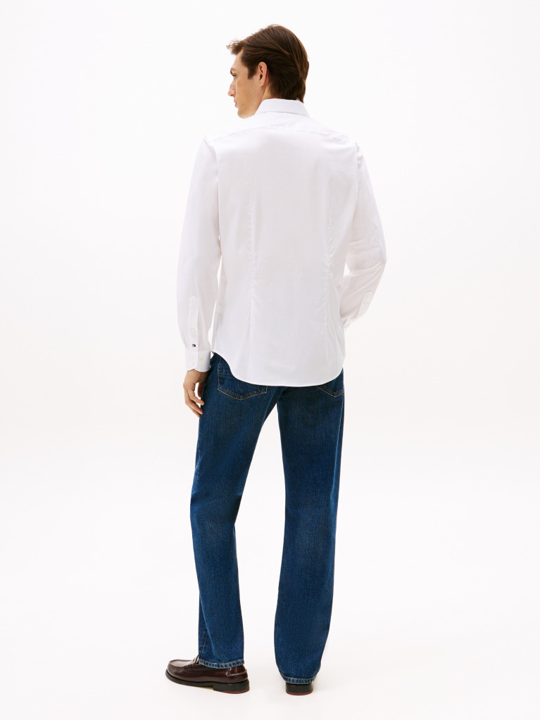 Άσπρο Smart Casual TH Flex Πουκάμισο Σε Slim Γραμμή  Άνδρες
