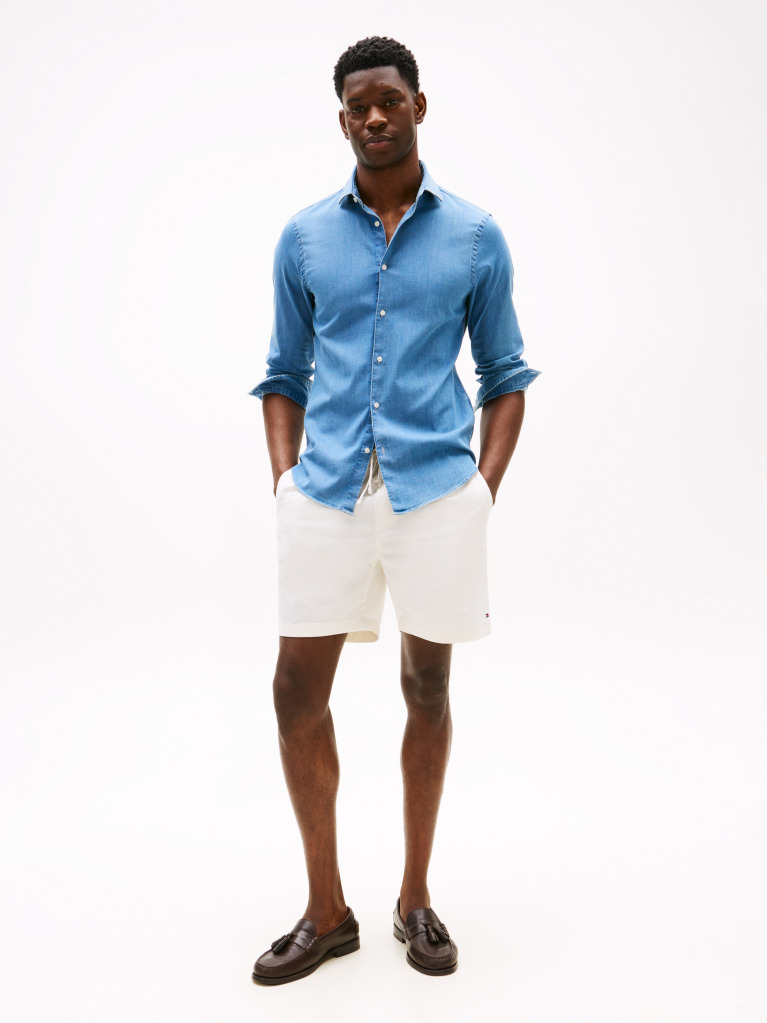 Μπλε Smart Casual Τζιν Πουκάμισο Σε Slim Γραμμή  Άνδρες