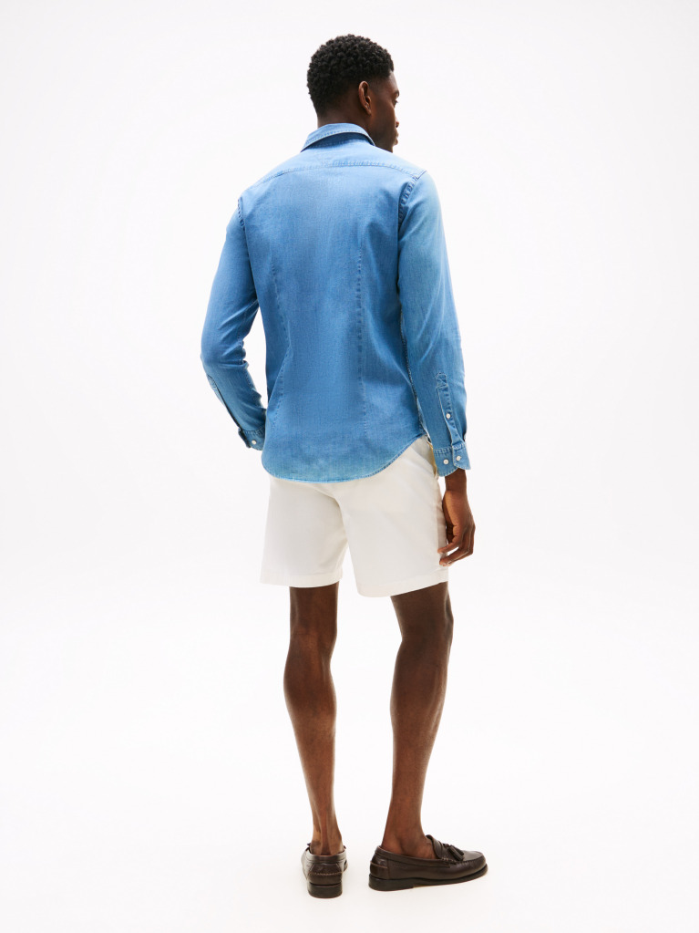 Μπλε Smart Casual Τζιν Πουκάμισο Σε Slim Γραμμή  Άνδρες