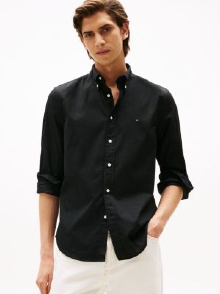 Black TH Flex Regular Fit Poplin Shirt  Men