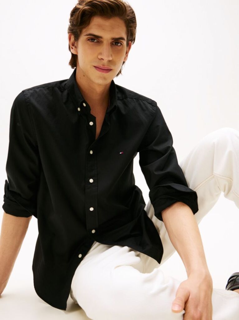 Black TH Flex Regular Fit Poplin Shirt  Men