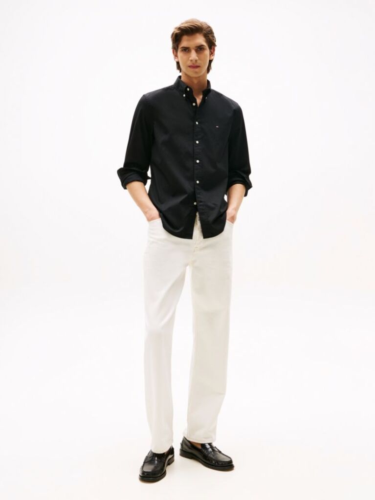 Black TH Flex Regular Fit Poplin Shirt  Men