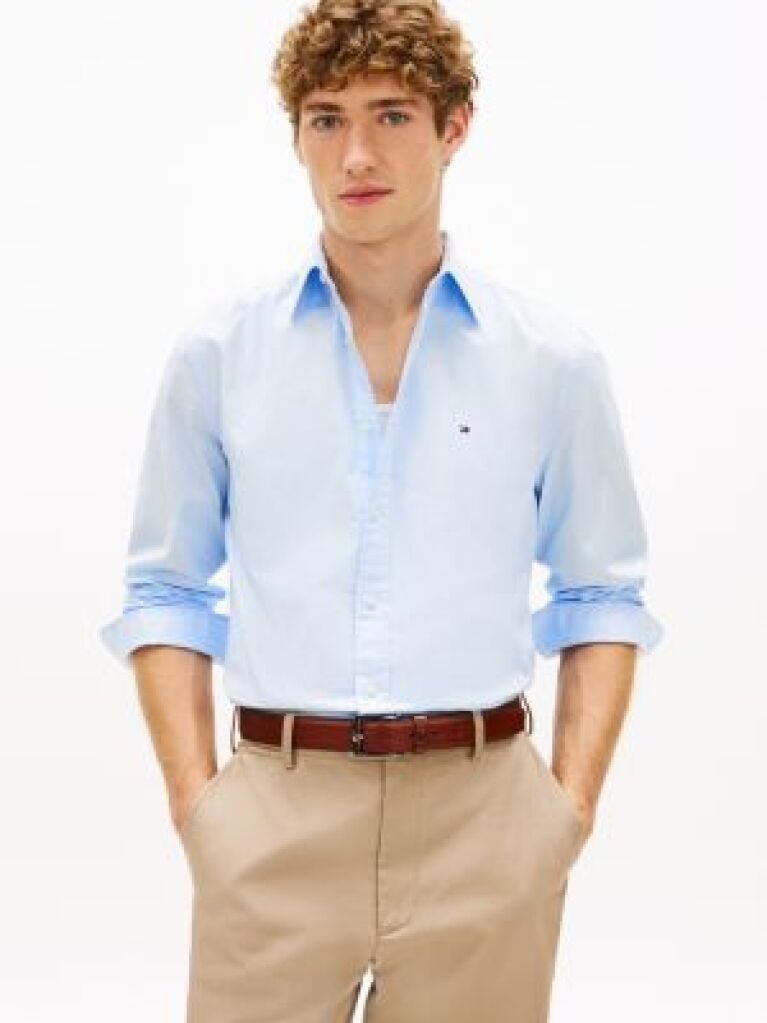 Blue TH Flex Regular Fit Poplin Shirt  Men