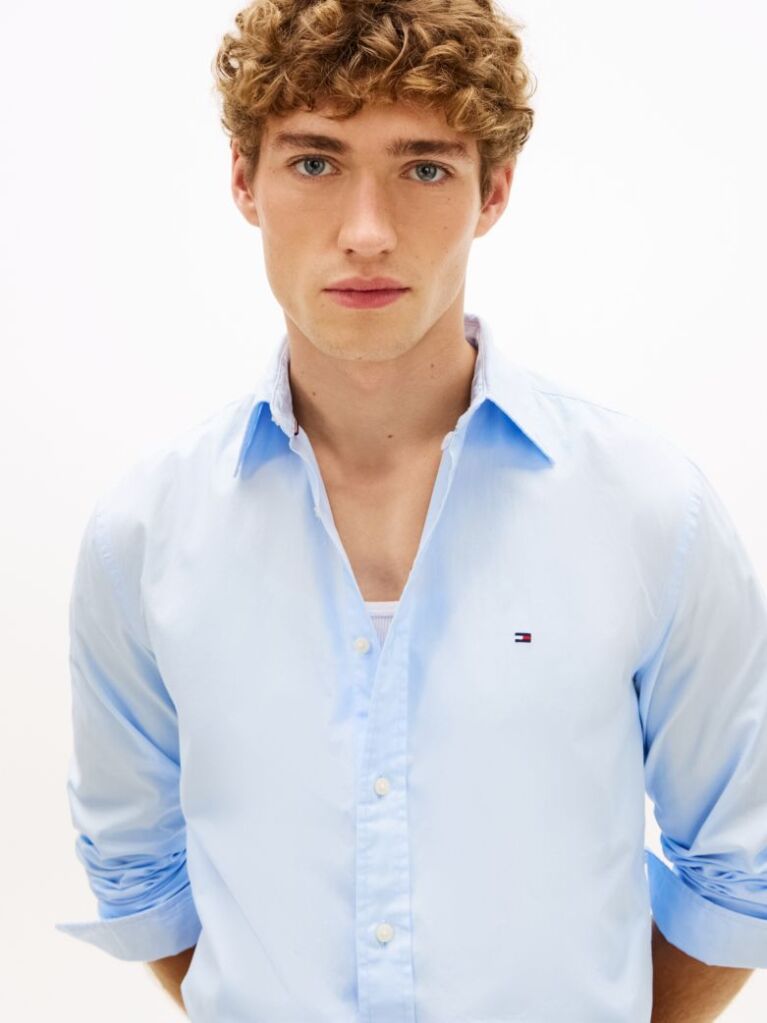 Blue TH Flex Regular Fit Poplin Shirt  Men
