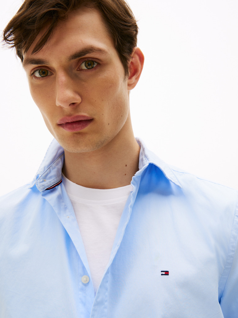 Blue TH Flex Regular Fit Poplin Shirt  Men