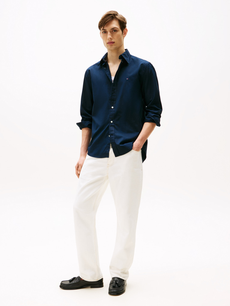 Blue TH Flex Regular Fit Poplin Shirt  Men