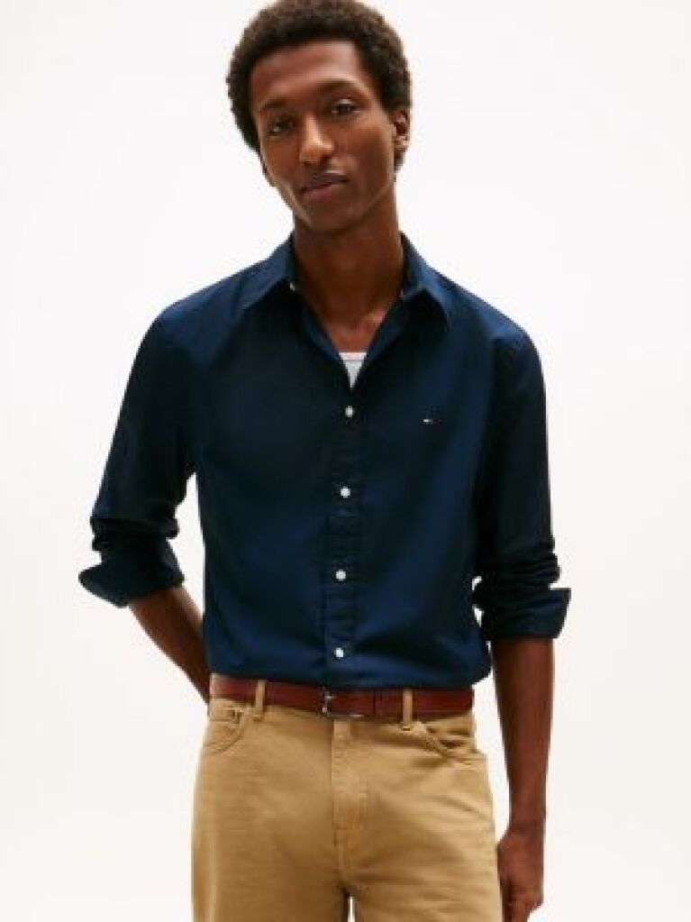 Blue TH Flex Regular Fit Poplin Shirt  Men