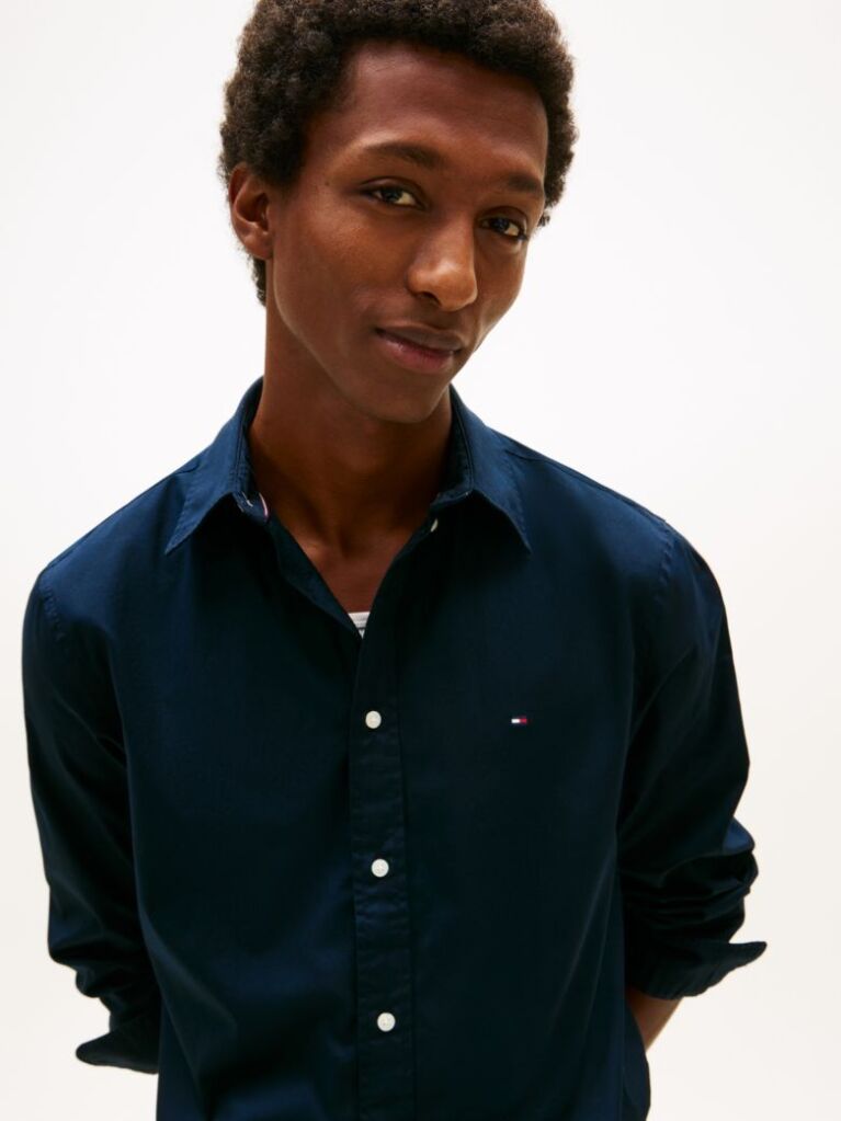 Blue TH Flex Regular Fit Poplin Shirt  Men