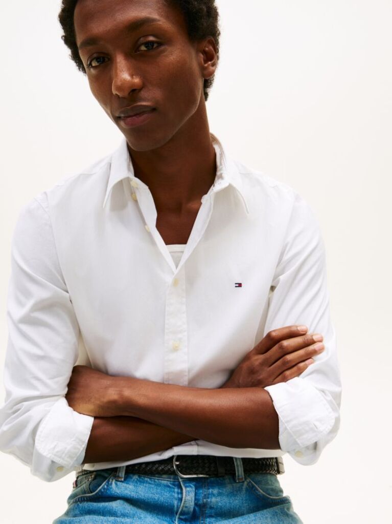 White TH Flex Regular Fit Poplin Shirt  Men