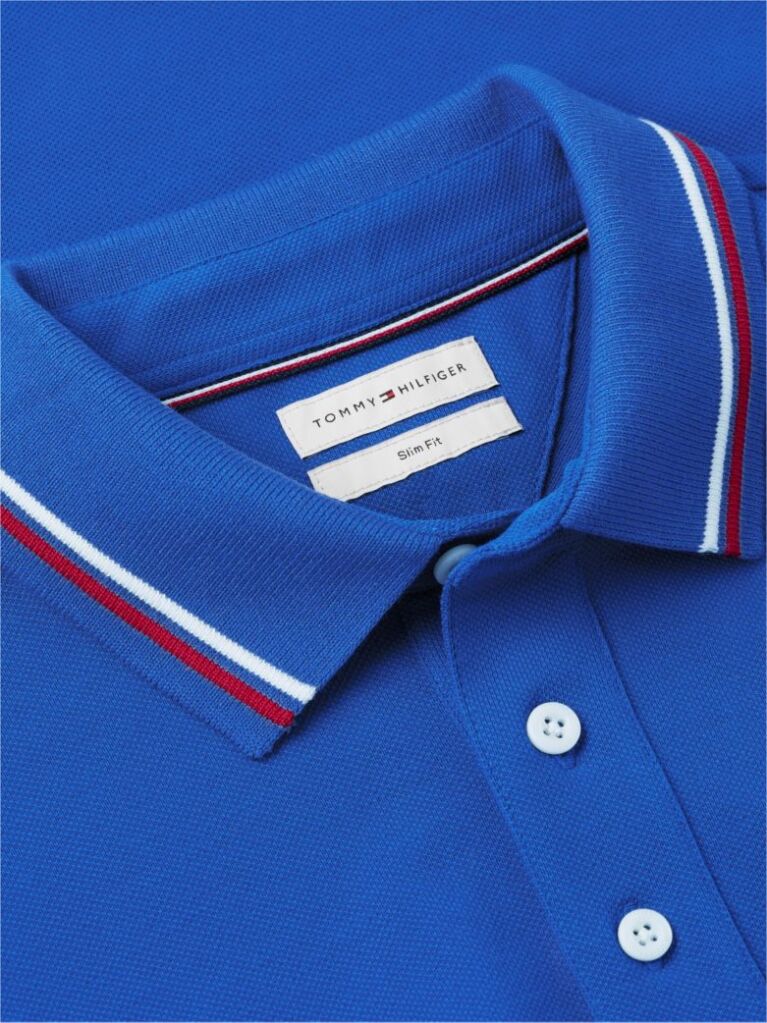 Blue Slim Fit Tipped Pique Polo Shirt  Men