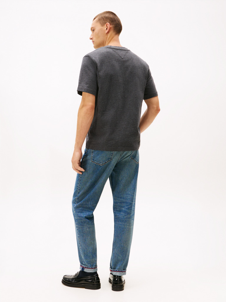 Grey Varsity Textured Crest Embroidery T-Shirt  Men