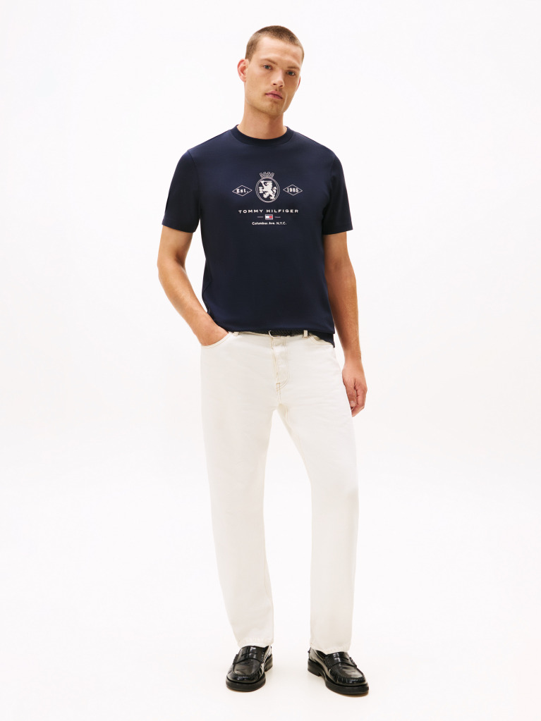 Blue Varsity Graphic Interlock Knit T-Shirt  Men